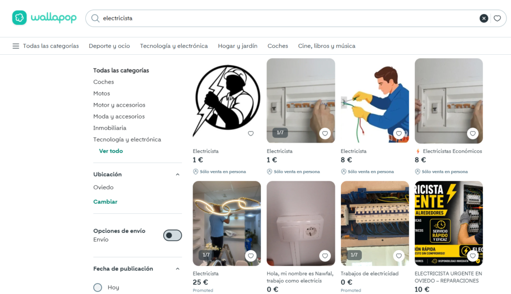 Cómo conseguir más clientes siendo electricista, fontanero o cerrajero en Asturias: guía práctica de posicionamiento web 2 electricistas en wallapop